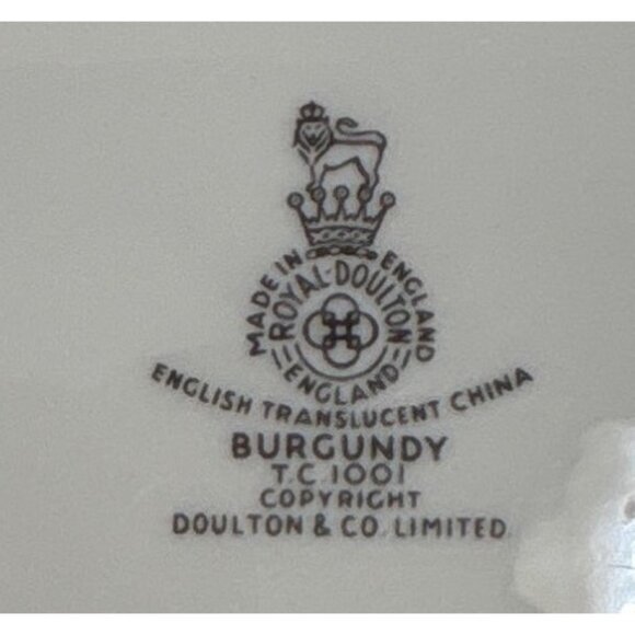 4 Royal Doulton Burgundy Dinner Plates TC1001 Translucent China 10.5" England - Picture 6 of 6
